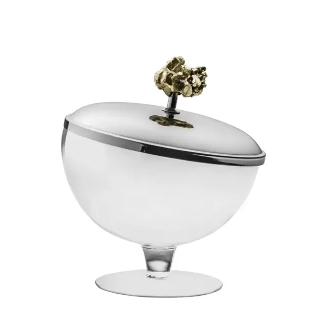 Compoteira com pedra pirita em Inox