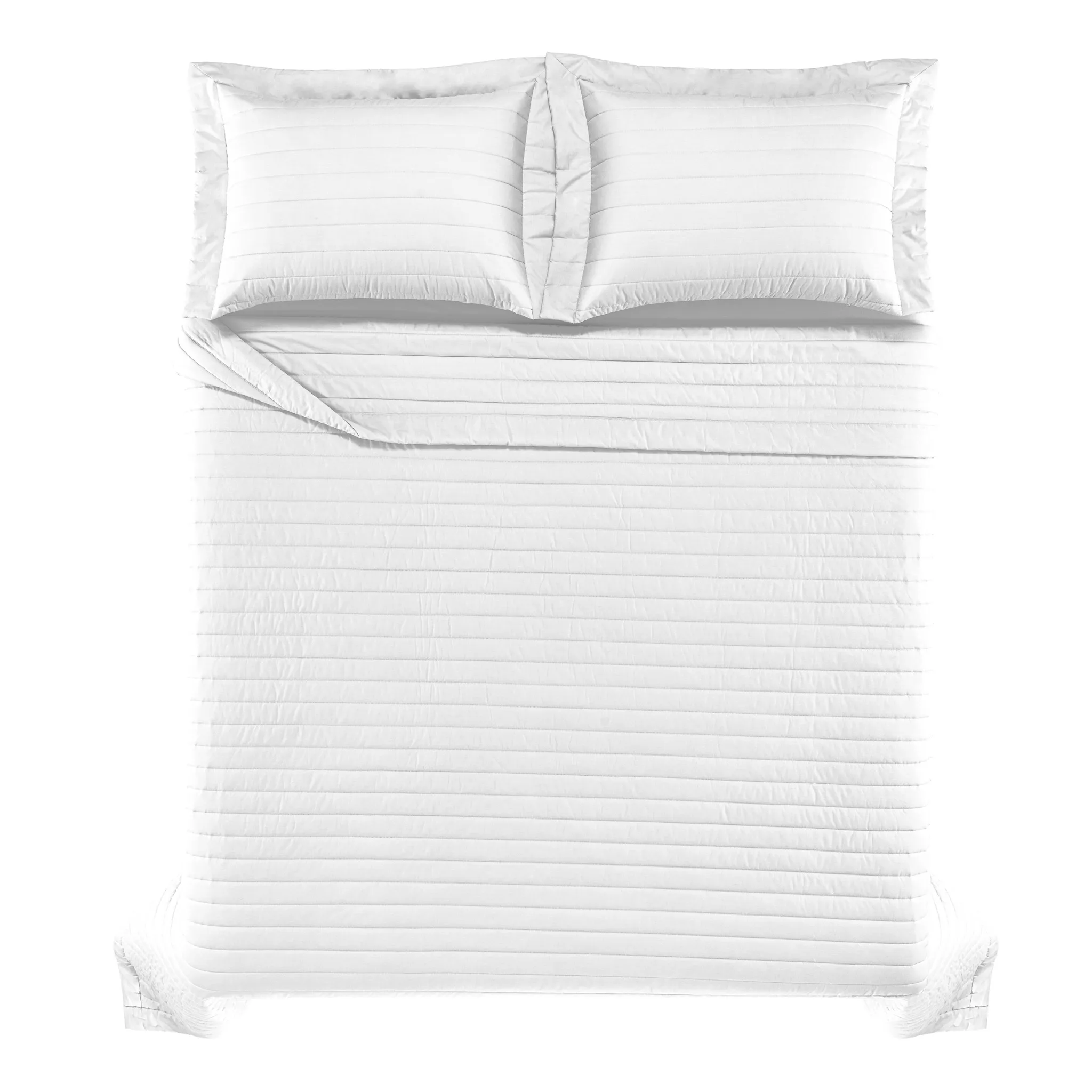 Colcha com Porta Travesseiros Casal 100% Algodão Monteleone Branco - Imagem 3